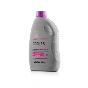 Sivá fľaša koncentrátu chladiacej kvapaliny Dynamax Cool 13, nemrznúca zmes do motora.