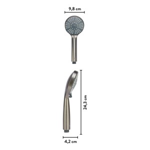 baliv ručná sprcha HBR-100.22 Gunmetal, 5 prúdov, 24,3 cm dlhá, Ø 9,8 cm. Úsporná sprcha s tryskami proti vodnému kameňu.