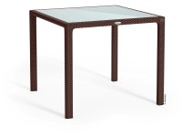 Lechuza Záhradný jedálenský stôl so sklenenou doskou, mokka, 90 x 90 cm