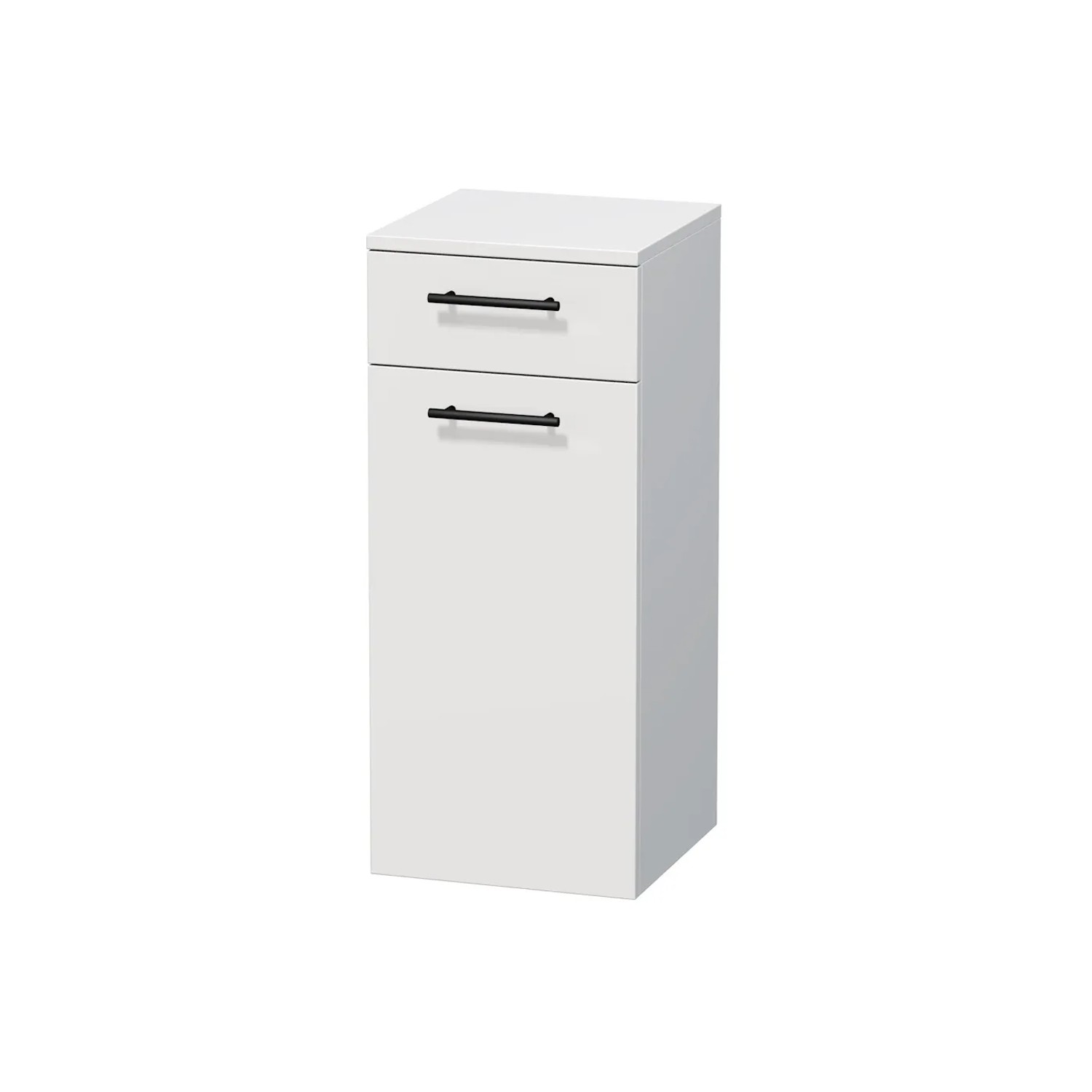 E-shop INTEDOOR Nízka skriňa BEE ľavá, úchyt čierny, š. 35 cm, biela lesk