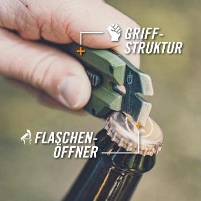 Multitool Gerber Prybrid Utility otvára fľašu. Kompaktný vreckový nástroj s otváračom na fľaše.