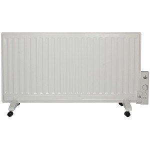 Biely elektrický olejový radiátor El Fuego 1000 W s kolieskami a termostatom.