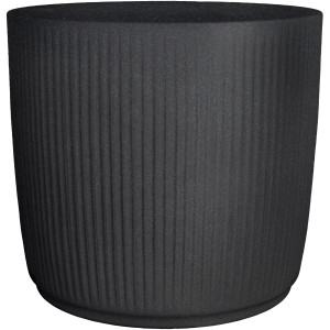 Scheurich kvetináč Linetto, Ø 38,6 cm, Stony Black, s ryhovaným povrchom.