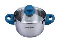 Fackelmann Hrniec s pokrievkou Essential, nerez, modrá, pr. 16 cm