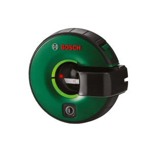 Líniový laser Bosch Atino, zelený merací nástroj s integrovaným meracím pásmom.