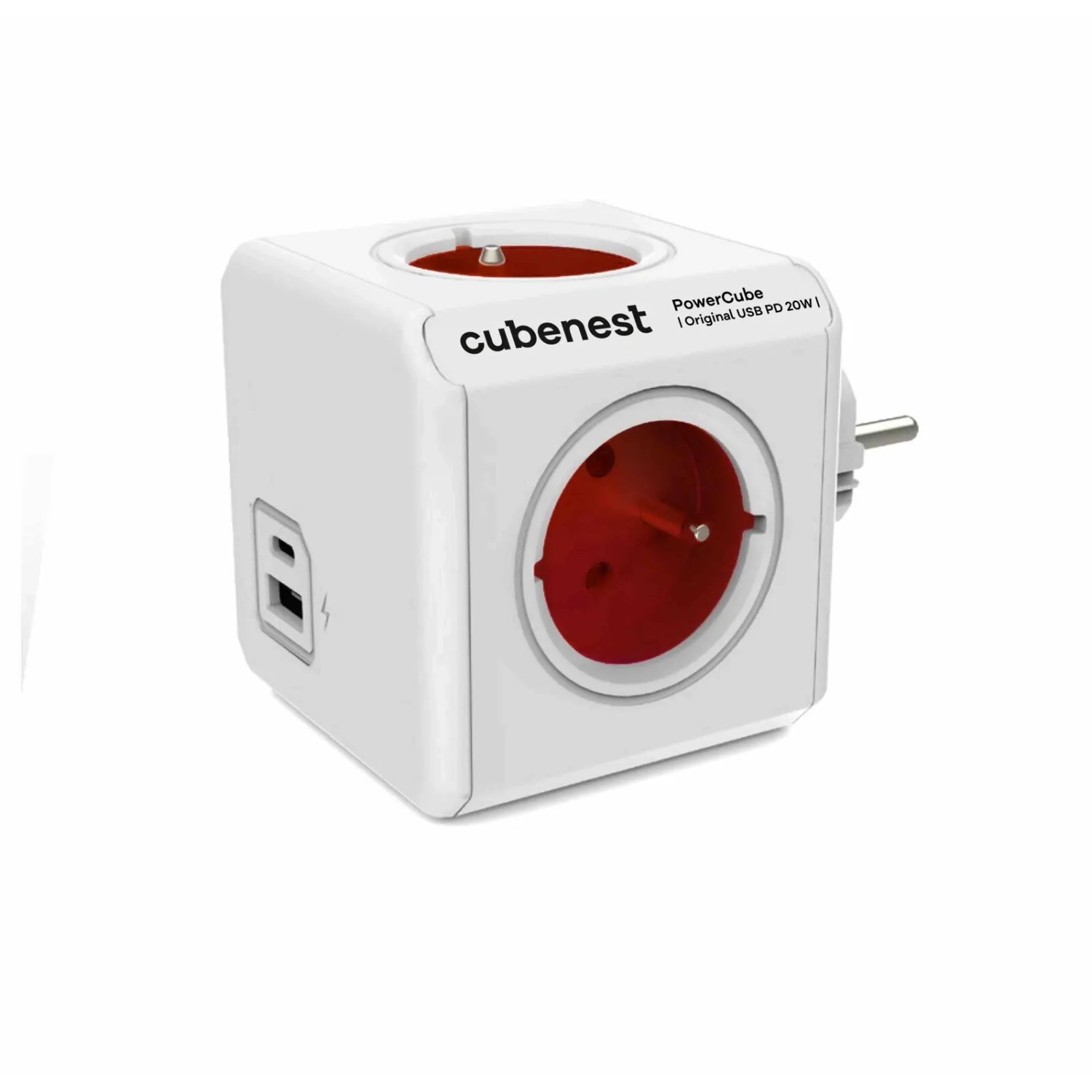 E-shop Cubenest Rozbočovač PowerCube Original USB PD 20W, 4x zásuvka + USB A+C, červená