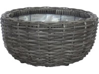 Miska na rastliny, polyratan, sivá, pr. 35 x 17 cm
