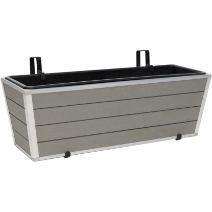 Balkónový kvetináč kónický s plastovou vložkou, svetlo sivá, 61 x 20 x 21 cm