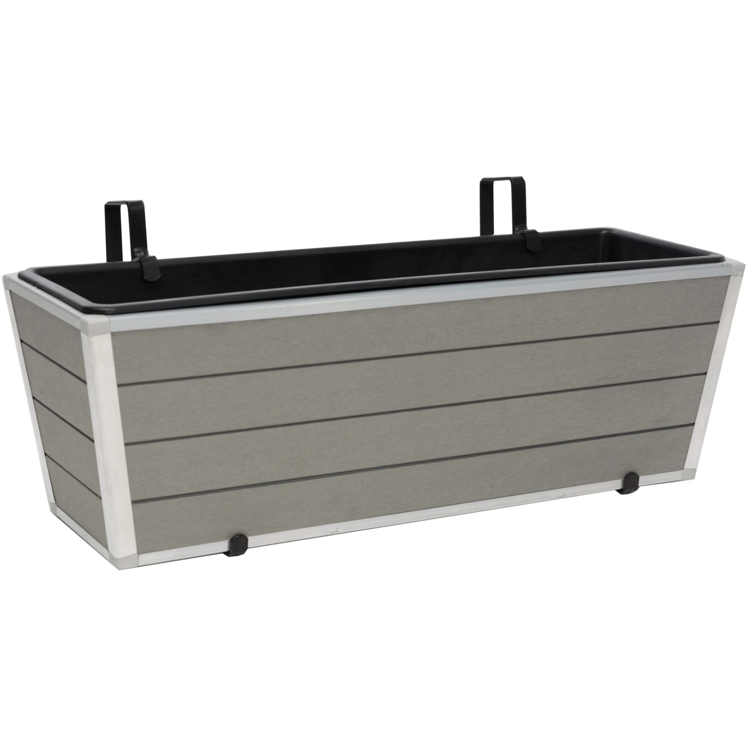 E-shop Balkónový kvetináč kónický s plastovou vložkou, svetlo sivá, 61 x 20 x 21 cm