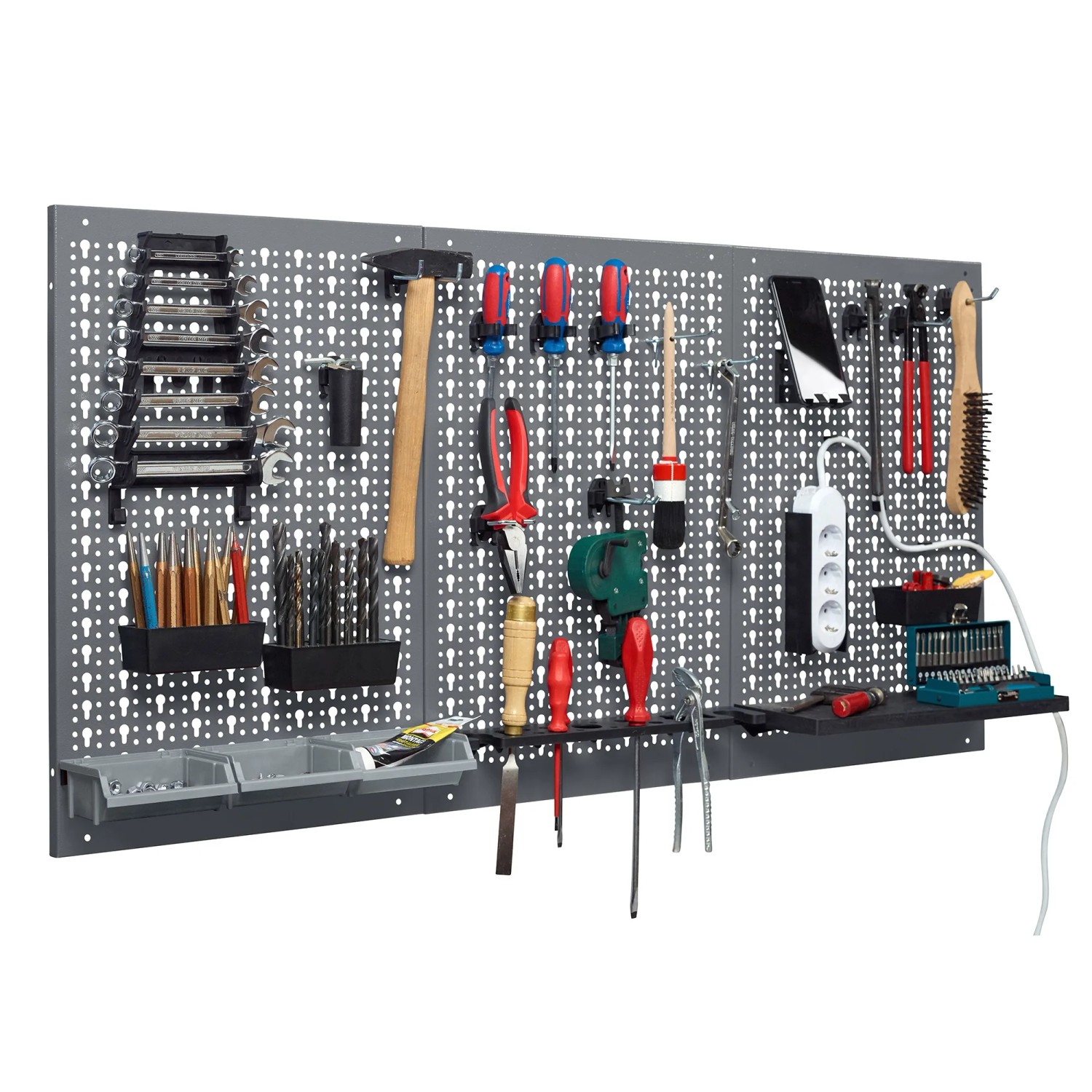 E-shop Küpper 3dielna dierovaná stena 70108, 12 háčikov, 120 x 60 cm