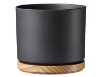 Scheurich Kvetináč s drevenou podmiskou 799, matná antracitová, pr. 13 cm