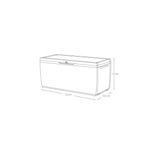 Keter úložný box Capri 305 l, obrysový nákres s rozmermi.