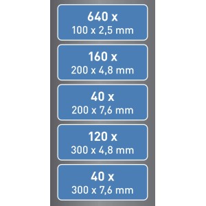 Sada sťahovacích pások, 1000 kusov, biele sťahovacie pásky v 5 veľkostiach, podrobnosti pozri obrázok.