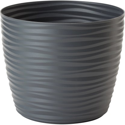 Ozdobný kvetináč z plastu matný priemer 26,5 cm x 22 cm antracitový