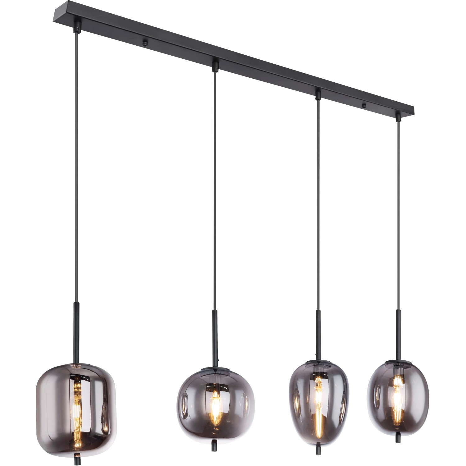 E-shop GLOBO Závesné svietidlo BLACKY čierna/dymová E14 40 W 1000 x 185 x 1200 mm