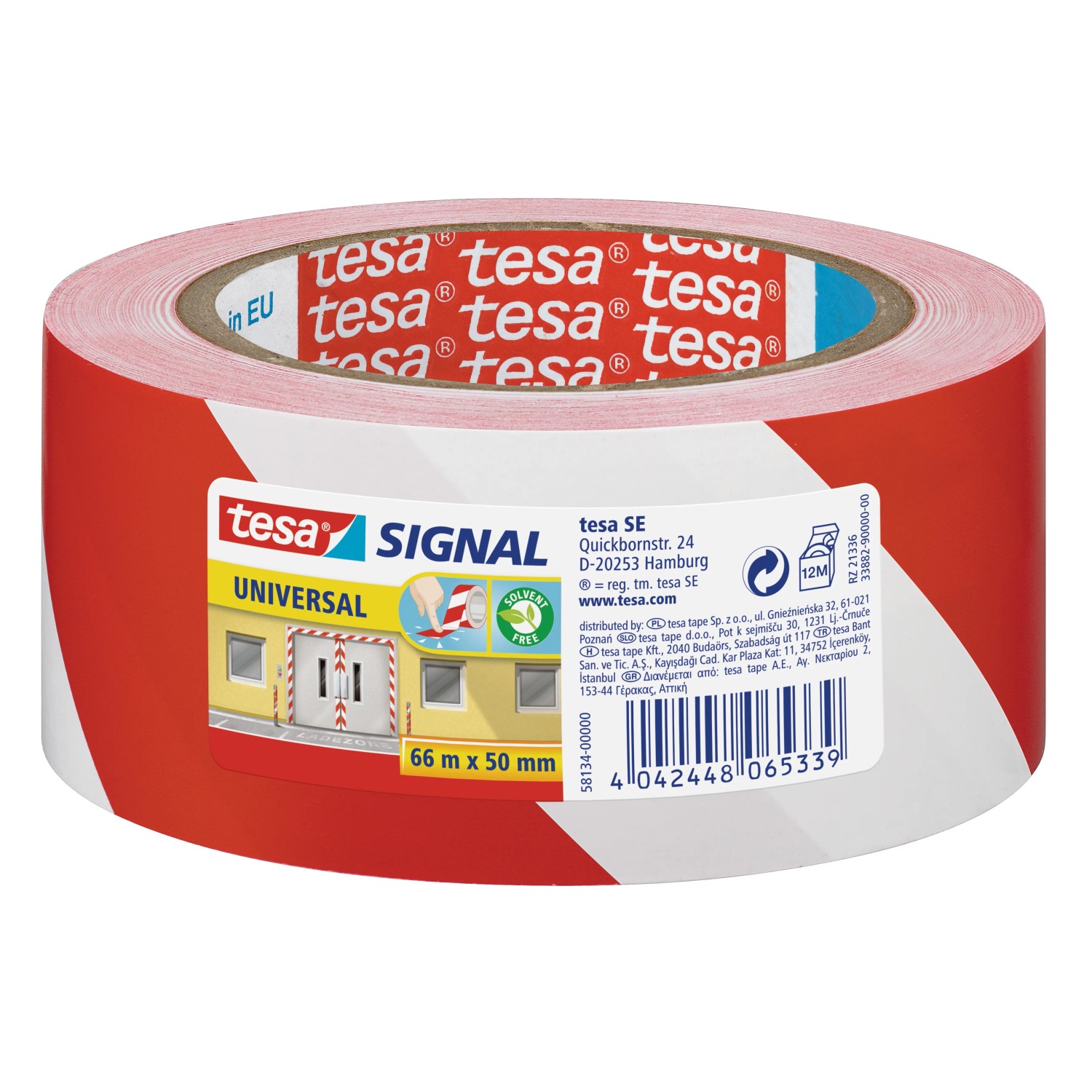 E-shop tesa Vyznačovacia lepiaca páska Signal Universal, červená/biela, 66 m x 50 mm