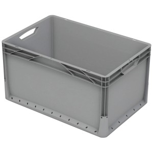 Sivý box Eurobox-System (60x40x32 cm) s plnou stenou. Úložný box pre organizáciu.