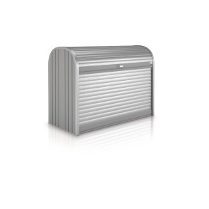 Biohort StoreMax 120 univerzálny box v kremennej šedej metalíze s roletou a cylindrickým zámkom.
