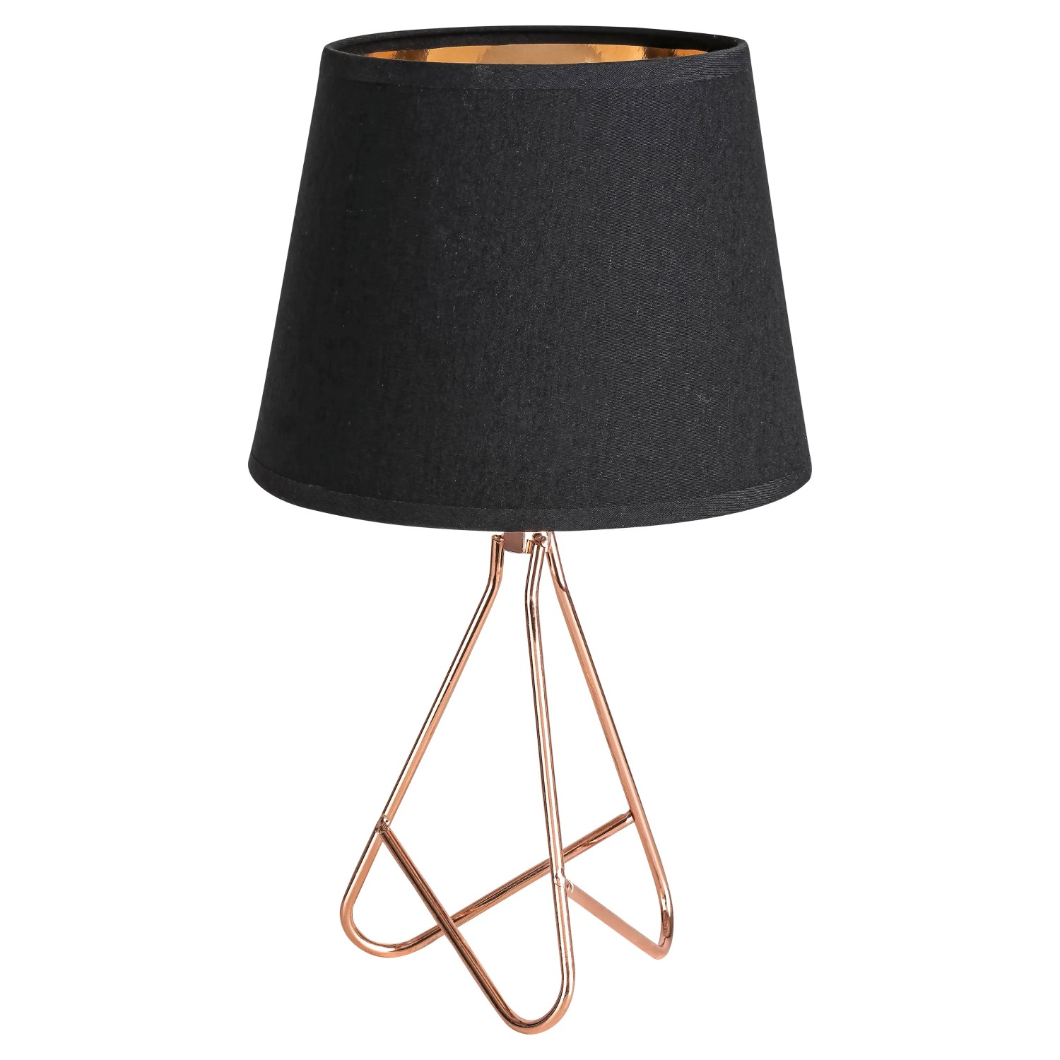 E-shop Rabalux Stolná lampa Blanka, matná čierna/ružové zlato, pr. 17 x 29 cm