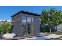 Bertilo Drevený domček na náradie Pentus 2 Office, antracitová, 234 x 226 cm