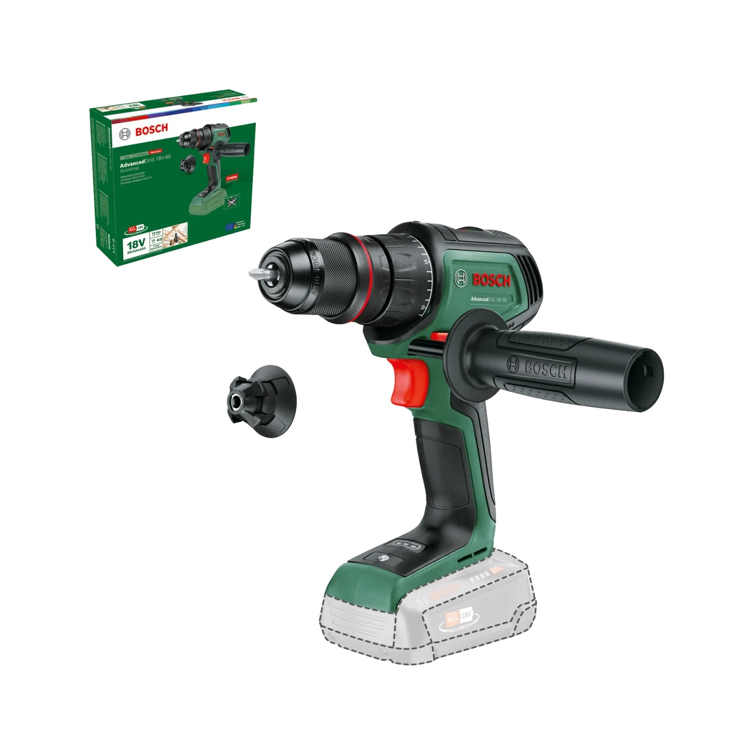 E-shop Bosch Akumulátorový vŕtací skrutkovač AdvancedDrill 18V-80 QuickSnap