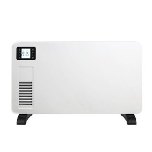 Biely elektrický ohrievač t.b.t. s digitálnym displejom pre vnútorné použitie.