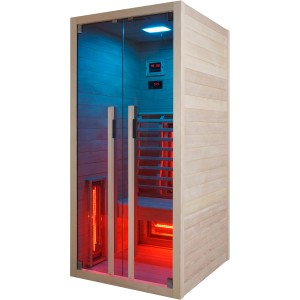 Sanotechnik Ruby 1 infra sauna z hemlocku s farebným svetlom pre 1 osobu.
