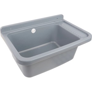 Sivý plastový výlevný drez, šírka 60 cm, pre vnútorné a vonkajšie použitie.