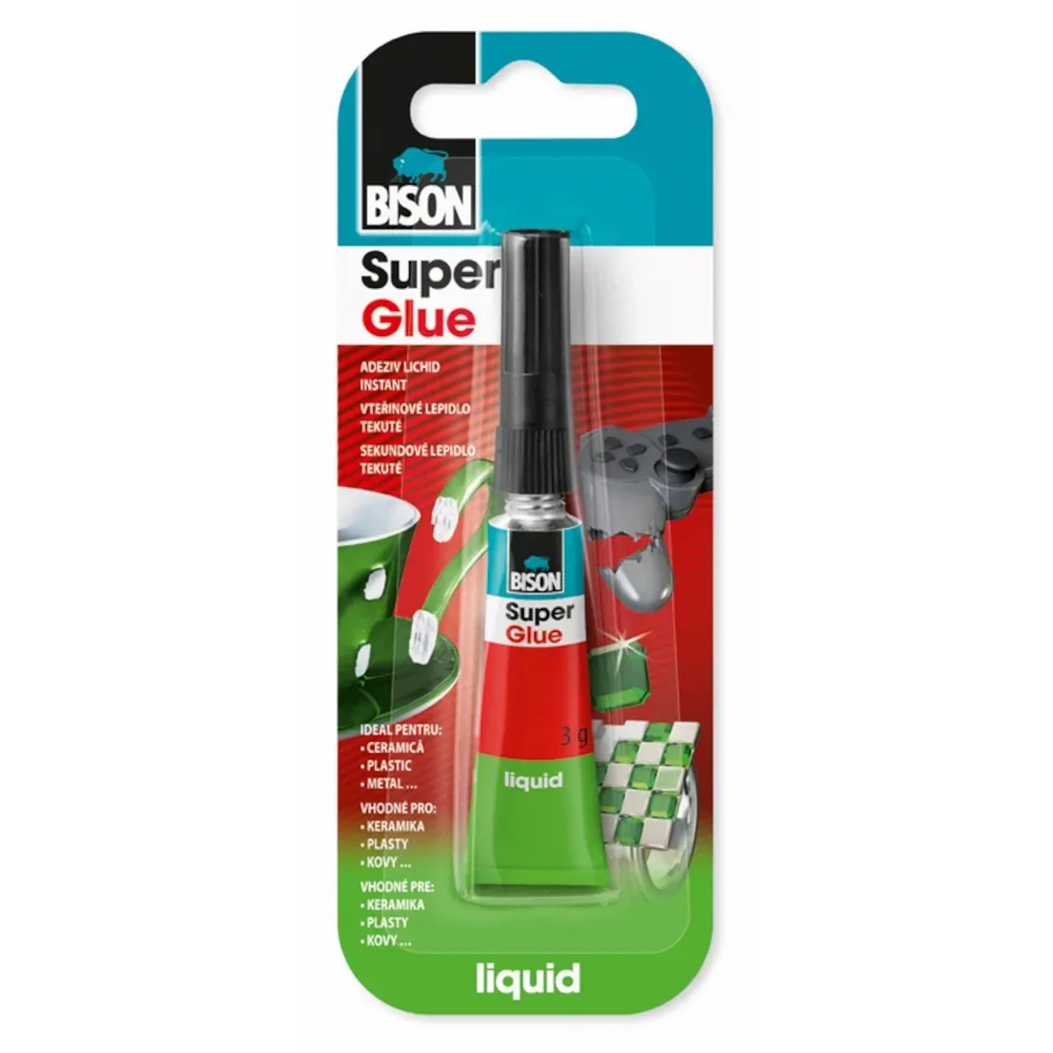 E-shop BISON Sekundové lepidlo SUPER GLUE LIQUID Jumbo Card, 3 g
