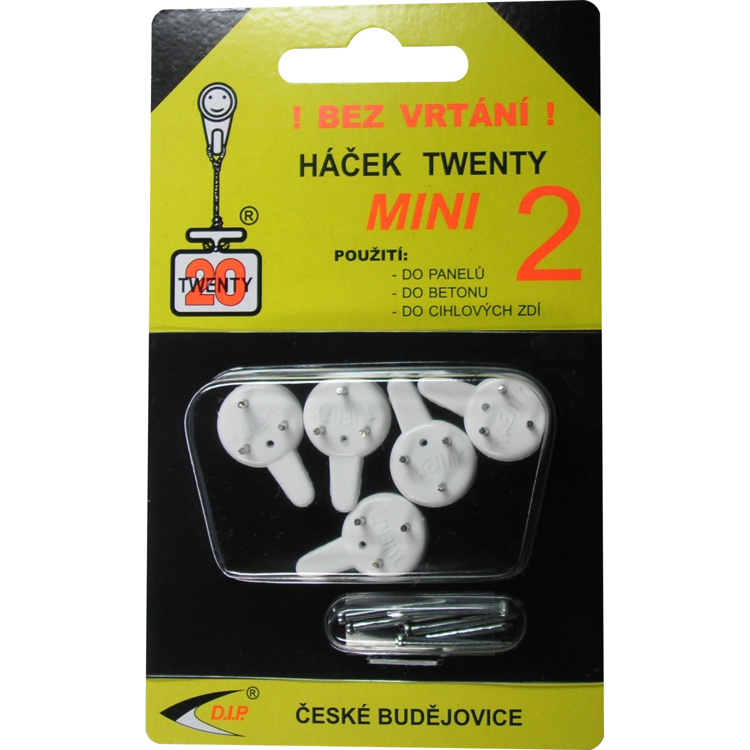 E-shop D.I.P. Háčik bez vŕtania TWENTY MINI 2, 5 ks