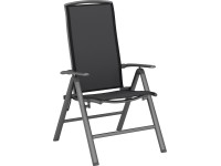 Skladacie záhradné kreslo Welsby, textil/hliník, čierna/sivá, 61 x 69 x 112 cm