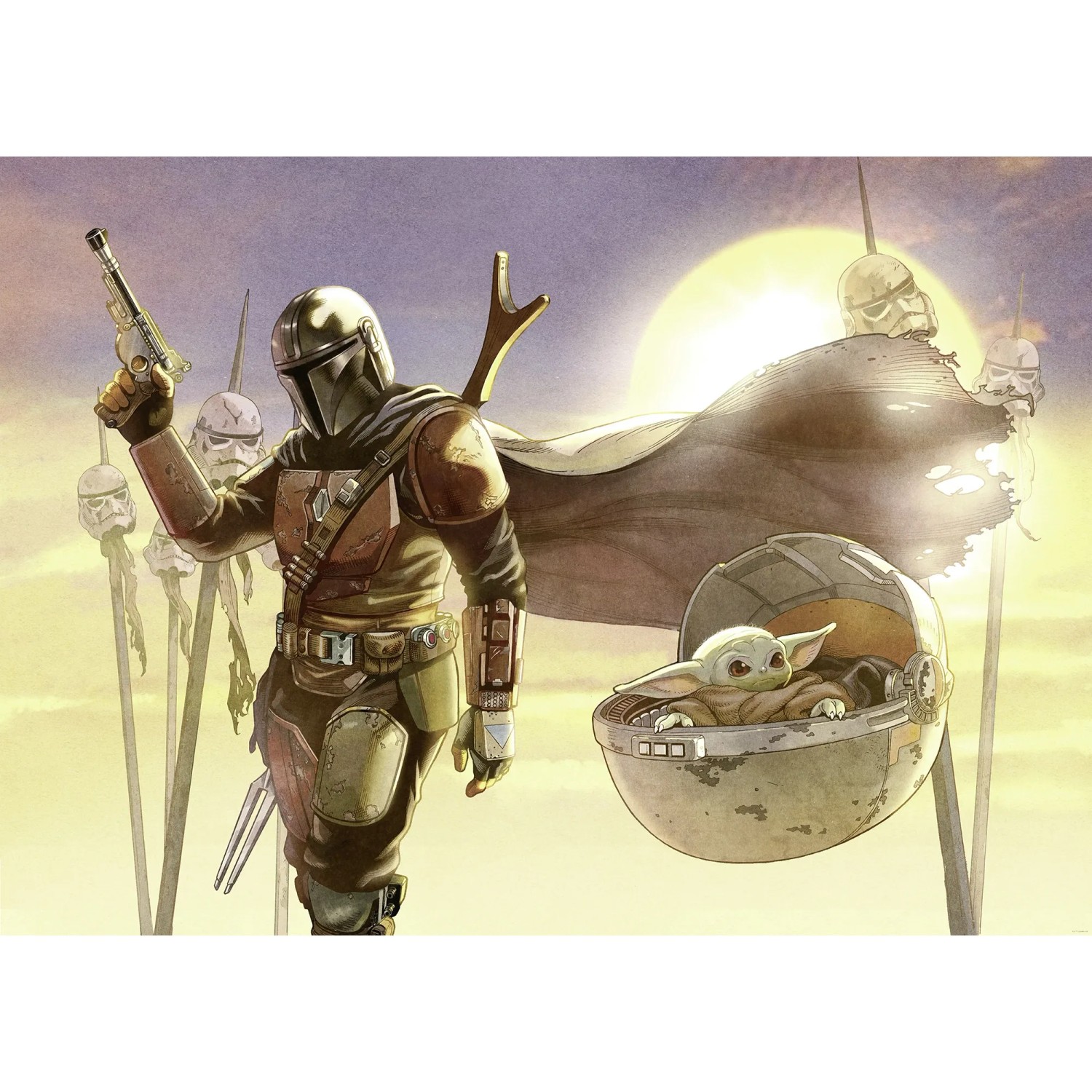 E-shop Komar Vliesová fototapeta Star Wars Mandalorian And Grogu Mission 350x250 cm