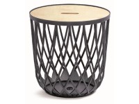 Prosperplast Plastový univerzálny kôš Uniqubo s drev. vekom, antracit, pr. 44 cm