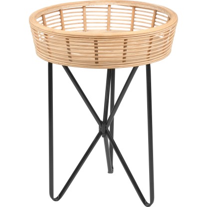 Odkladací stolík Minimalist Zen okrúhly 49 cm x priemer 37 cm prírodne čierny