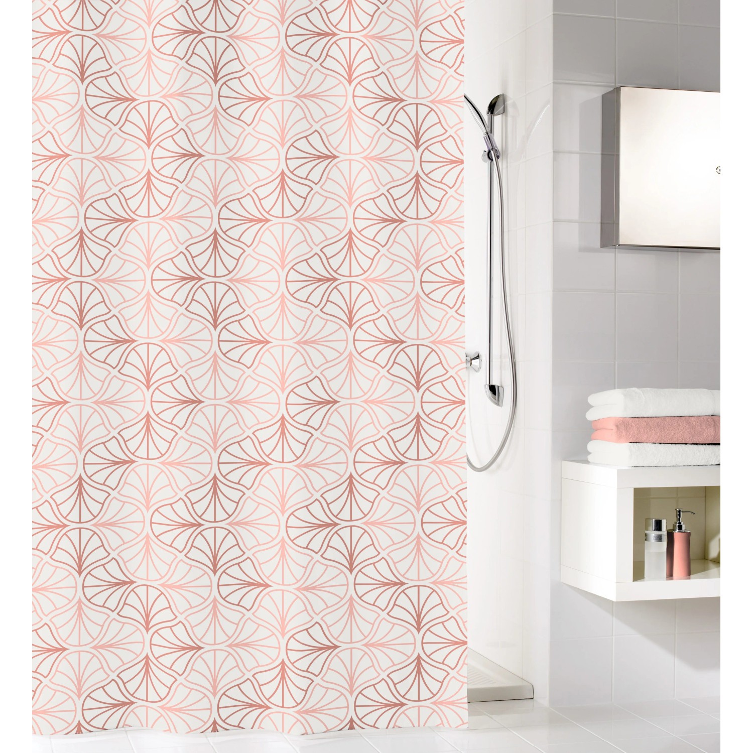 E-shop Kleine Wolke Sprchový záves Bloom Pearl ružový 180 x 200 cm