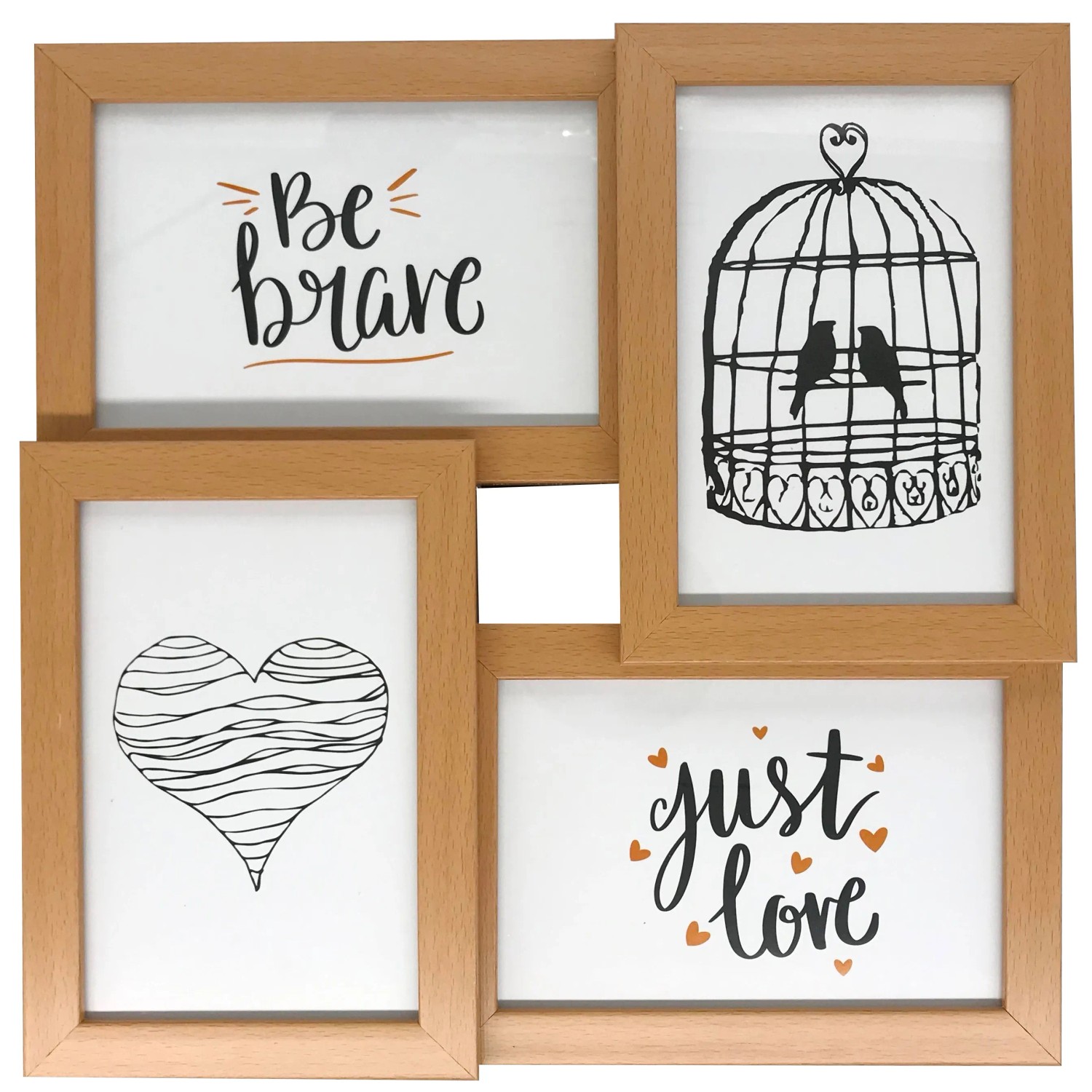 E-shop Bondecor Multirám pre 4 fotky, hnedý 28 x 28 cm