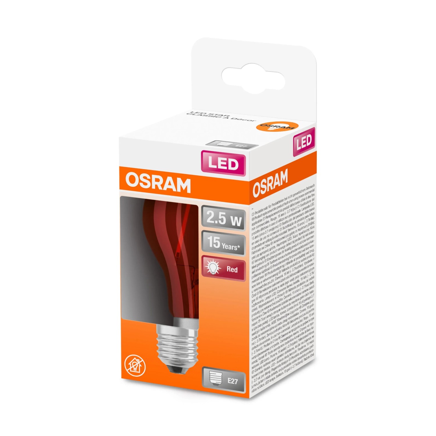 E-shop OSRAM LED žiarovka STAR CLA15 2,5 W E27 červená