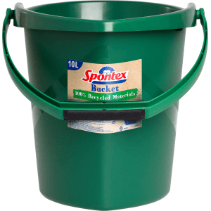 Zelený upratovací vedro Spontex, 10 litrov, vyrobené zo 100% recyklovaných materiálov.
