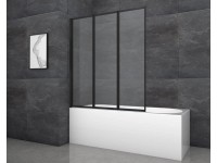 Aurlane Skladacia vaňová zástena Black Star 125 cm x 143 cm čierna matná 3-krídl