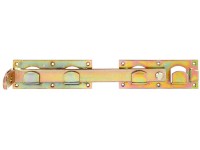 Petlica pre dvojkrídlové vráta nažlto pozinkovaná 420 mm x 70 mm