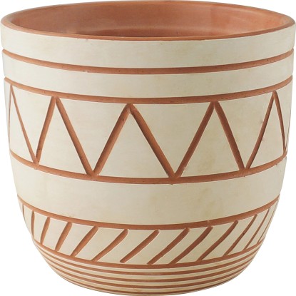 Okrúhly ozdobný kvetináč z hliny priemer 13,5 cm x 12,5 cm biely