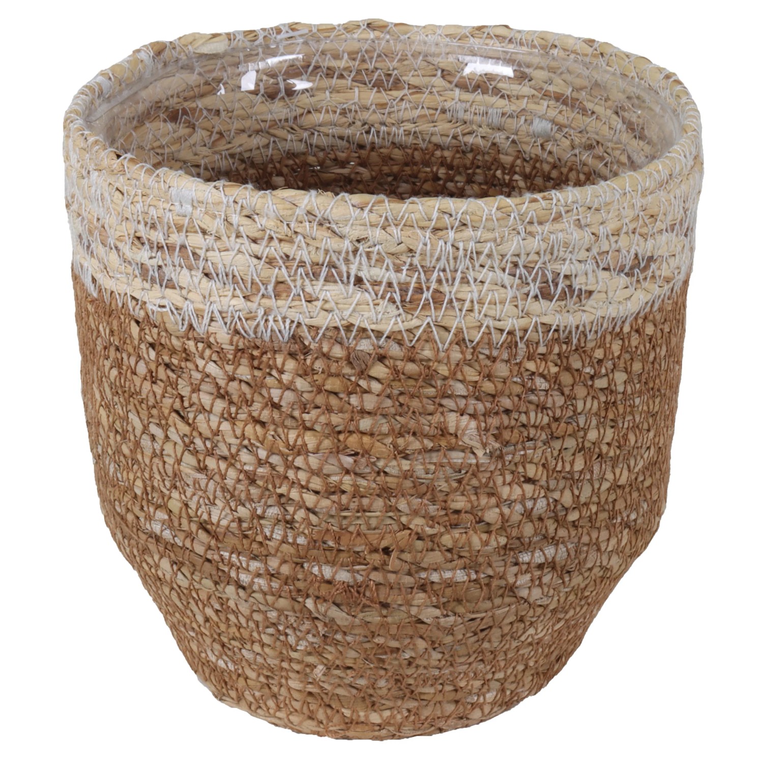 E-shop A.H.G. Kvetináč zo sušenej trávy hogla vr. PE sáčku prírodný/béžový pr.18 x 18cm