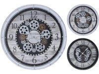 Nástenné hodiny s otvoreným strojčekom, 2 farby,1 ks, pr. 50 cm
