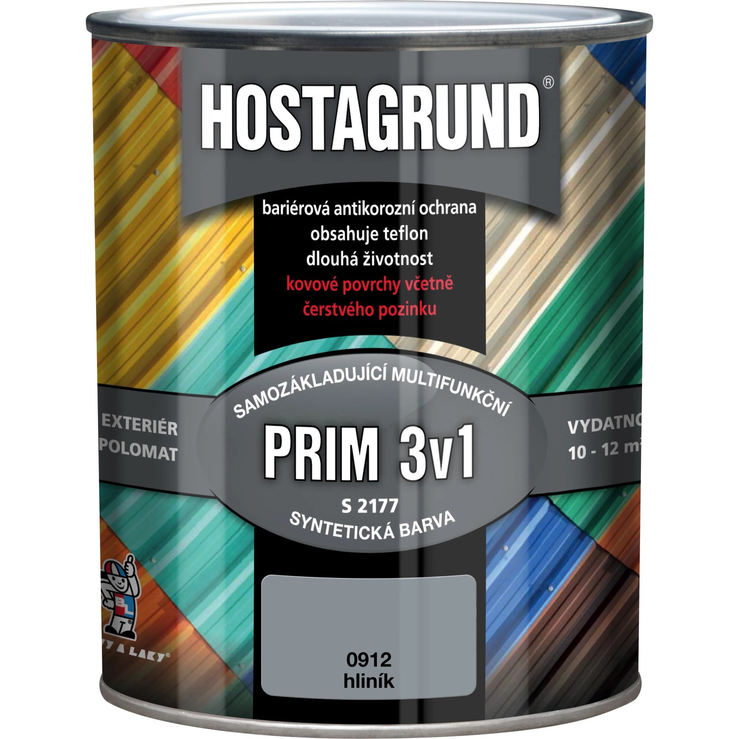 E-shop HOSTAGRUND Základná aj vrchná farba na kov 3v1 PRIM S2177 0912 hliník 600 ml