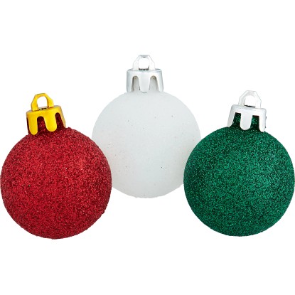 Súprava ozdôb na vianočný stromček červená, zelená, biela - rôzne veľkosti