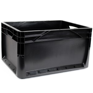 Čierny Eurobox-System Box plná stena, 40x30x22 cm, z robustného plastu na skladovanie.