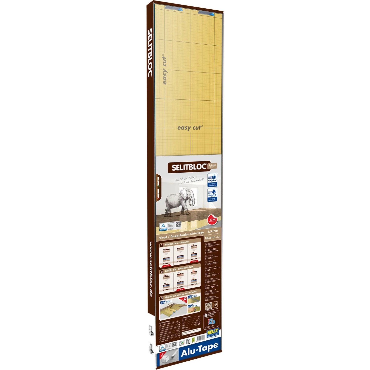E-shop SELIT Podložka pod vinylovú podlahu SELITBLOC GripTec 1,5 mm, 1,2 x 8,5 m