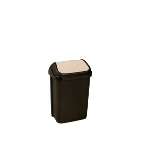 Grafitový odpadkový kôš Swing-Bin s krémovým výklopným vekom, objem 10 litrov.