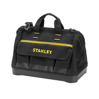 Čierna taška na náradie Stanley so žltým logom pre remeselníkov a domácich majstrov.