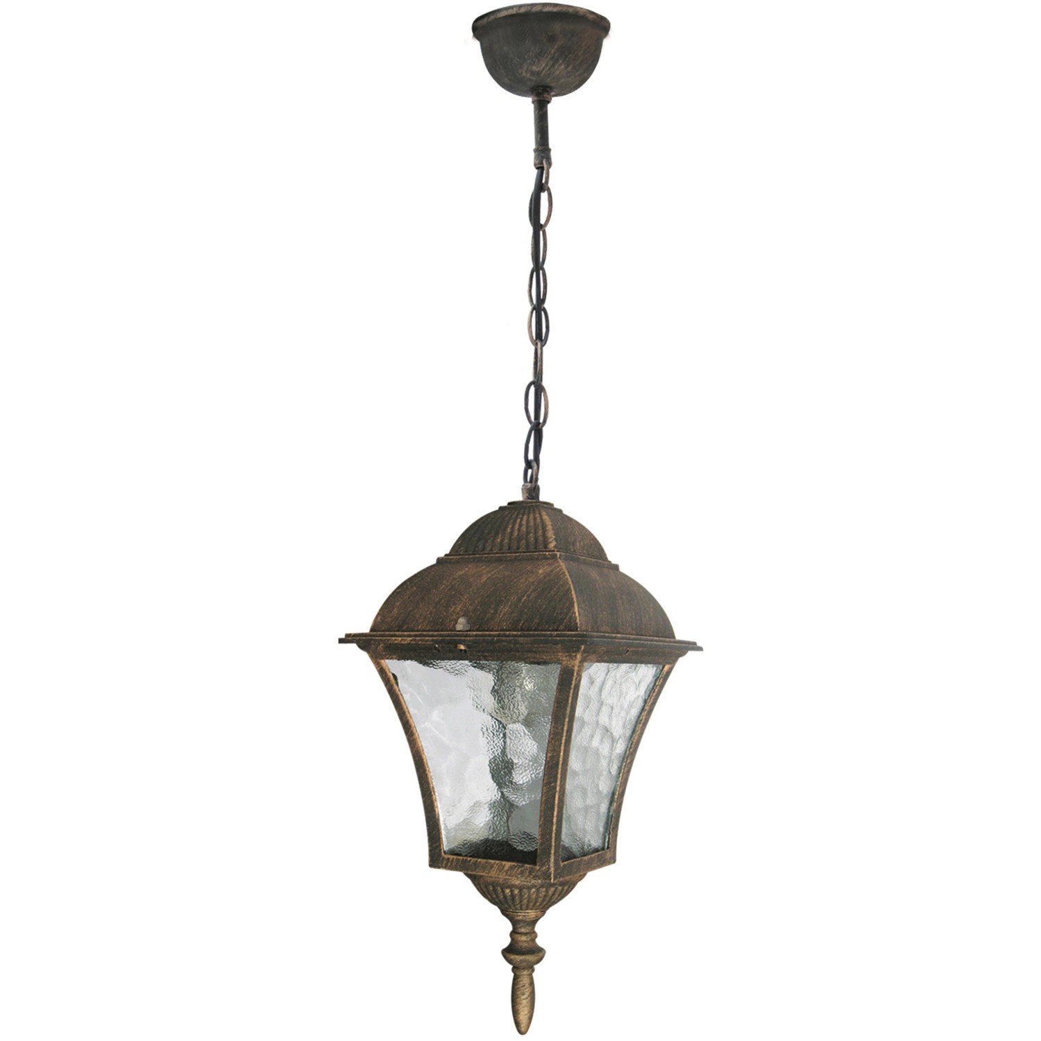 E-shop Rabalux Vonkajšie závesné svietidlo Toscana, IP43, ant. zlatá, pr. 14,5 x 93 cm